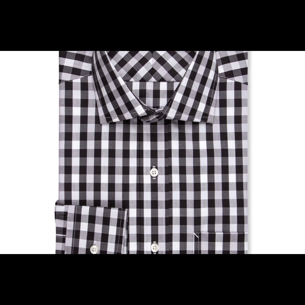Ryan Seacrest Slim Fit Dress Shirt Black white 16